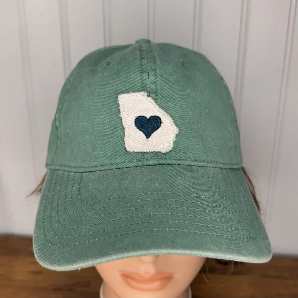 Home Free GEORGIA GA Heart Logo Green Strapback Baseball Cap Dad Hat Adjustable